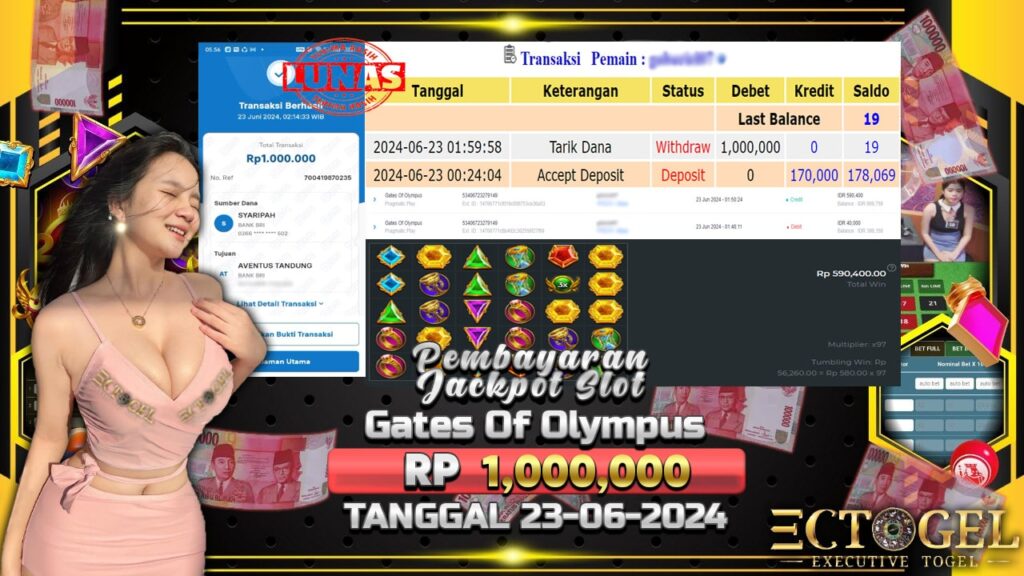 BUKTI JACKPOT SLOT GATES OF OLYMPUS TERPERCAYA DI INDONESIA TGL 23-06-2024