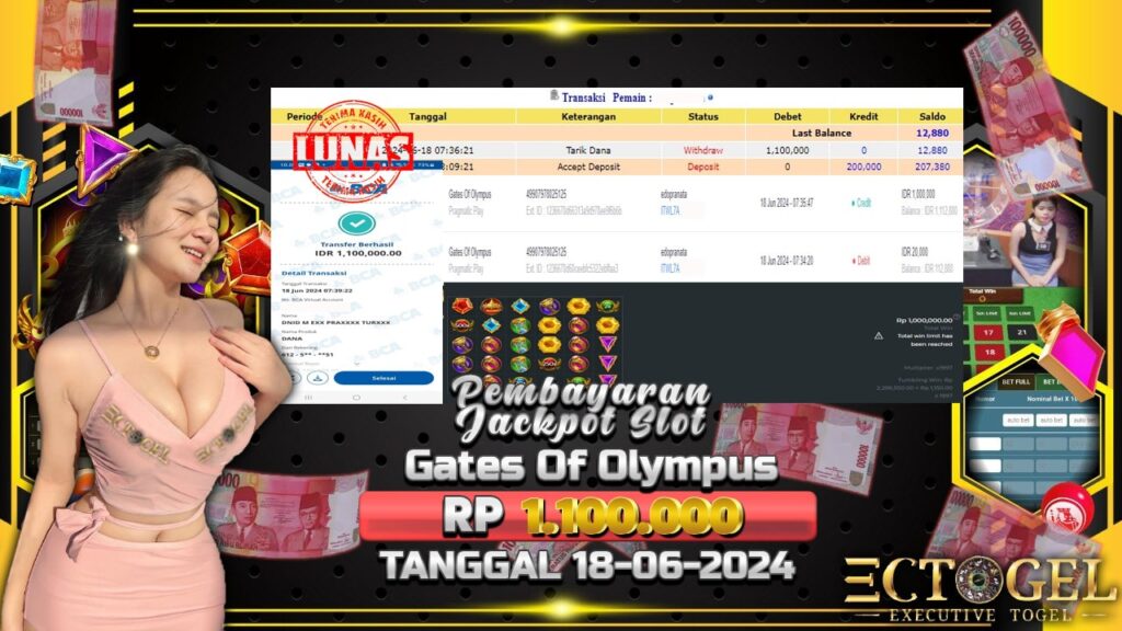 BUKTI JACKPOT SLOT GATES OF OLYMPUS TERPERCAYA DI INDONESIA TGL 18-06-2024