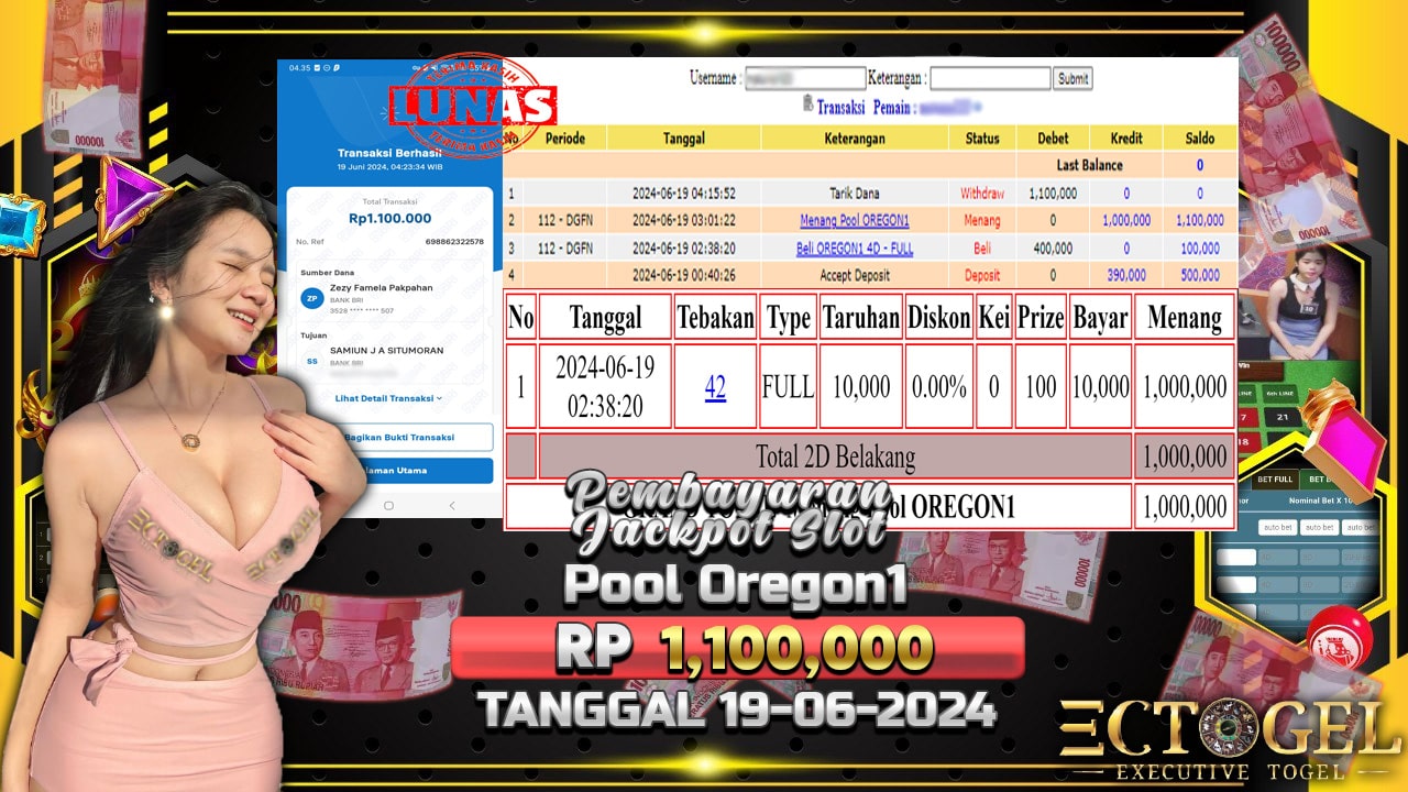 BUKTI JACKPOT TOGEL POOL OREGON 1 TERPERCAYA DI INDONESIA TGL 19-06-2024