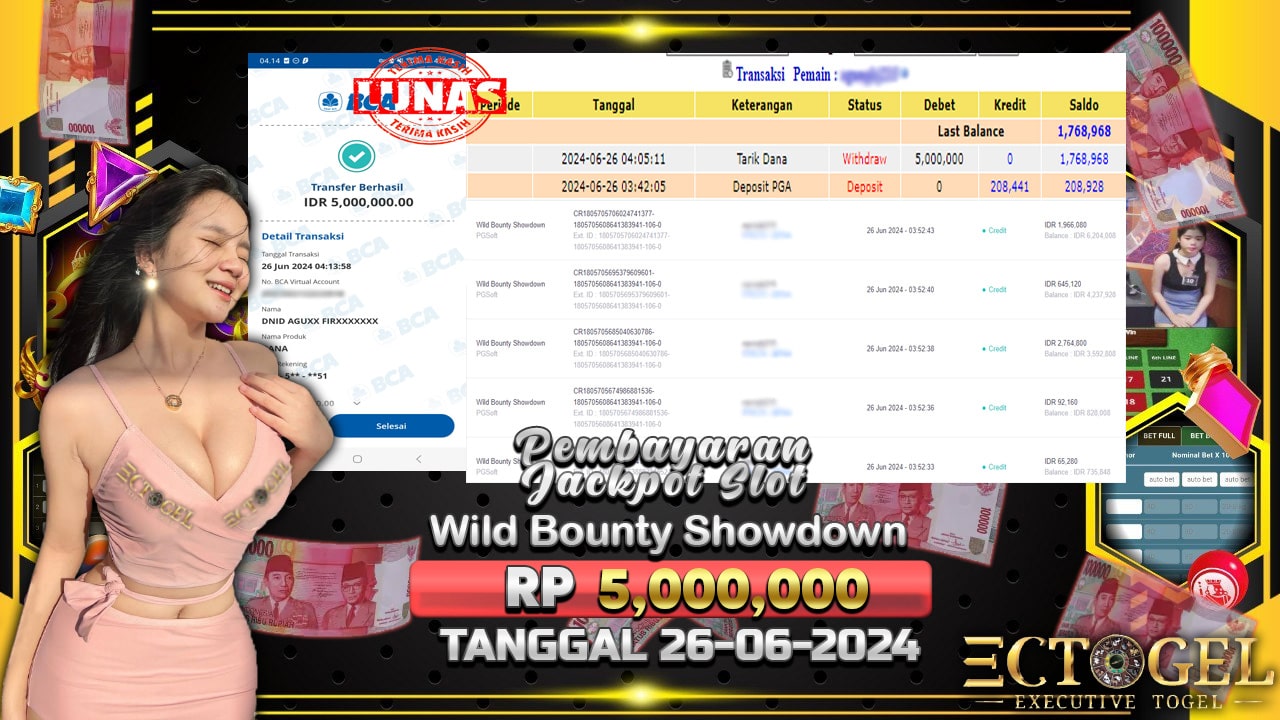 BUKTI JACKPOT SLOT WIL BOUNTY SHOWDOWN TERPERCAYA DI INDONESIA TGL 26-06-2024