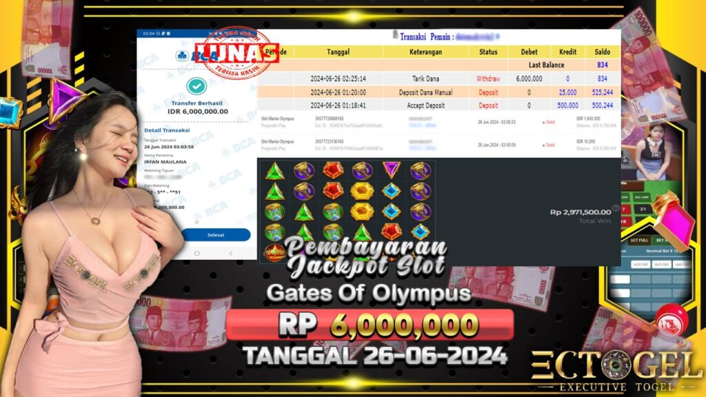 BUKTI JACKPOT SLOT GATES OF OLYMPUS TERPERCAYA DI INDONESIA TGL 26-06-2024