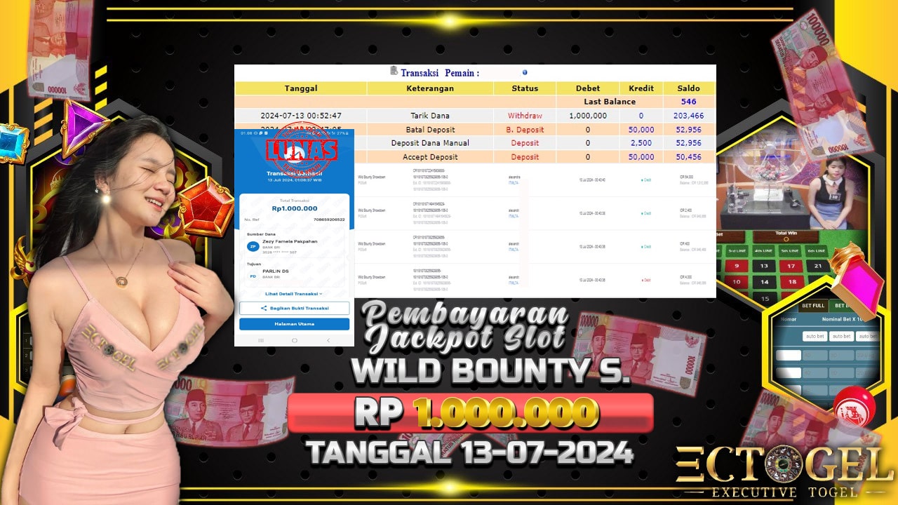 BUKTI JACKPOT SLOT WILD BOUNTY SHOWDOWN TERPERCAYA DI INDONESIA TGL 13-07-2024