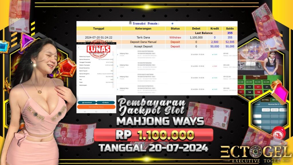 BUKTI JACKPOT SLOT MAHJONG WAYS TERPERCAYA DI INDONESIA TGL 20-07-2024