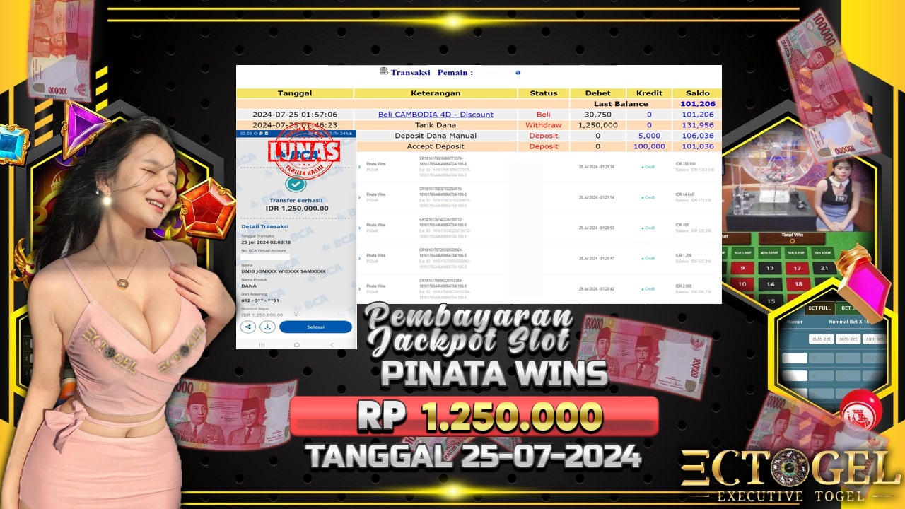 BUKTI JACKPOT SLOT PINATA WINS TERPERCAYA DI INDONESIA TGL 25-07-2024