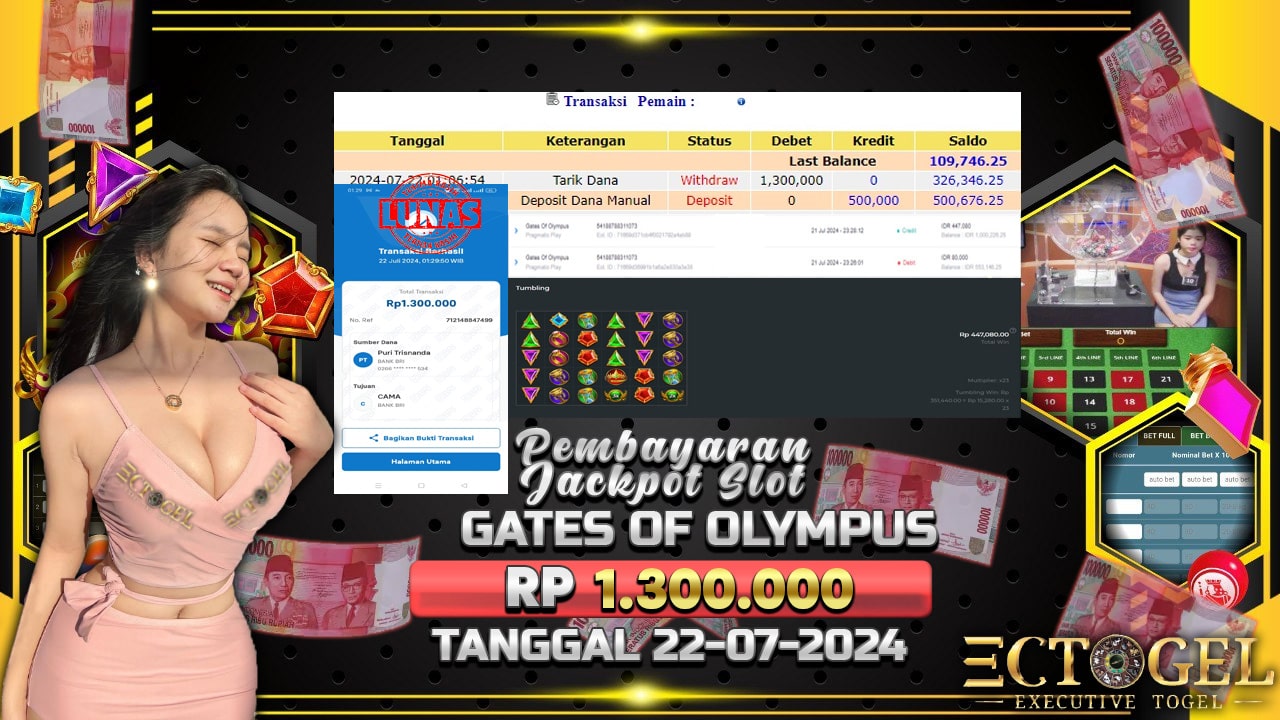 BUKTI JACKPOT SLOT GATES OF OLYMPUS TERPERCAYA DI INDONESIA TGL 22-07-2024