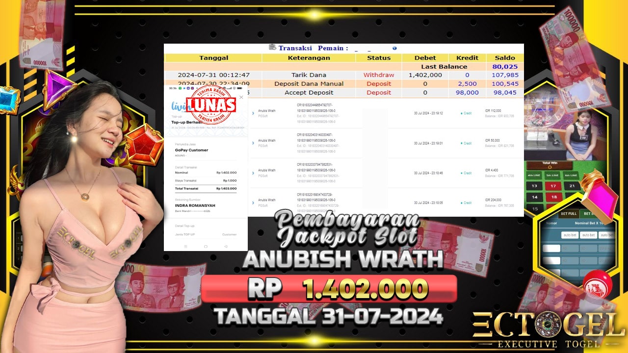 BUKTI JACKPOT SLOT ANUBIS WRATH TERPERCAYA DI INDONESIA TGL 31-07-2024