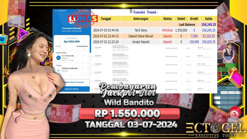 BUKTI JACKPOT SLOT WILD BANDITO TERPERCAYA DI INDONESIA TGL 03-07-2024