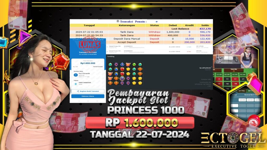 BUKTI JACKPOT SLOT STARLIGHT PRINCESS 1000 TERPERCAYA DI INDONESIA TGL 22-07-2024