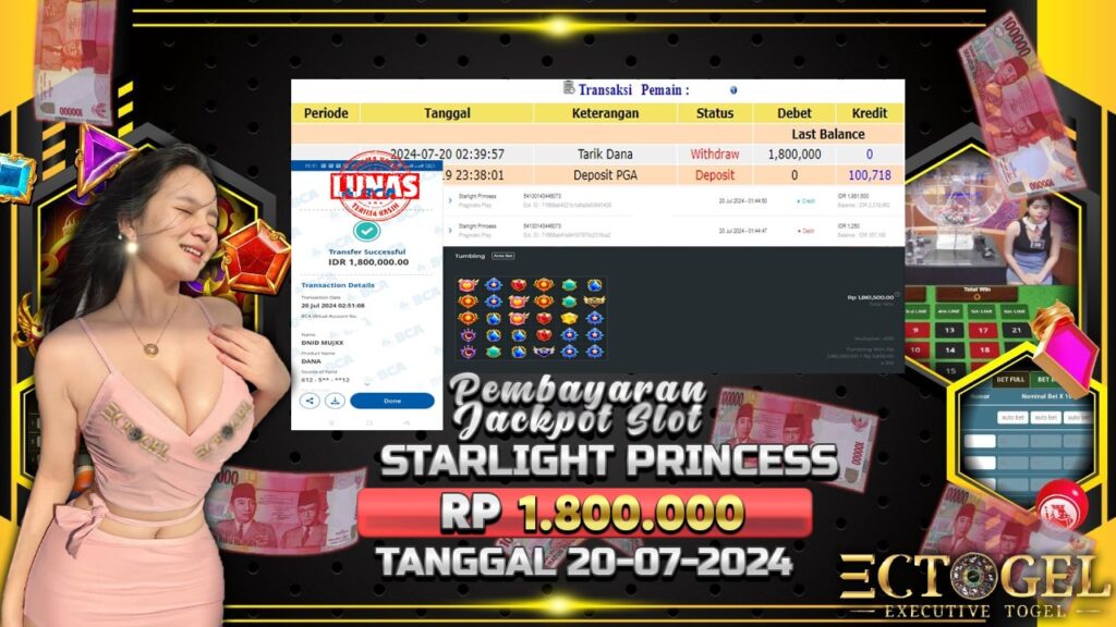 BUKTI JACKPOT SLOT STARLIGHT PRINCESS TERPERCAYA DI INDONESIA TGL 20-07-2024