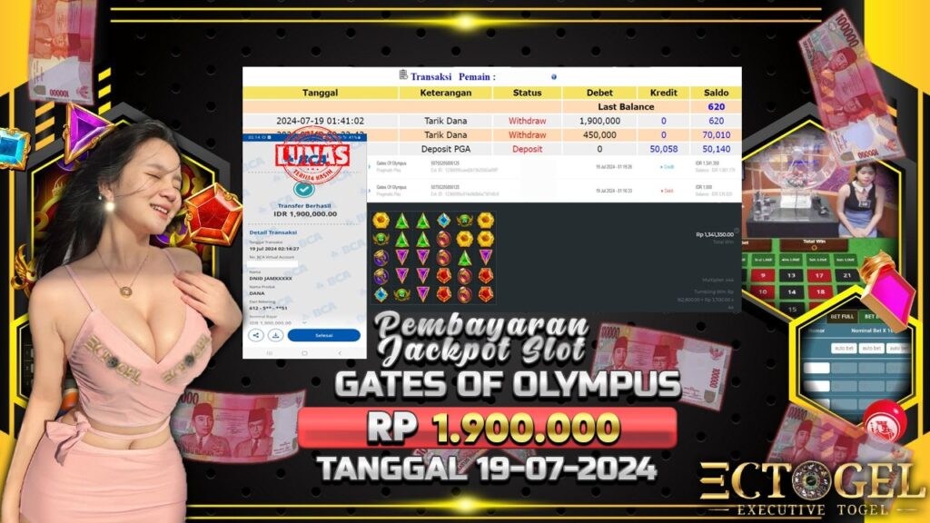 BUKTI JACKPOT SLOT SLOT GATES OF OLYMPUS TERPERCAYA DI INDONESIA TGL 19-07-2024