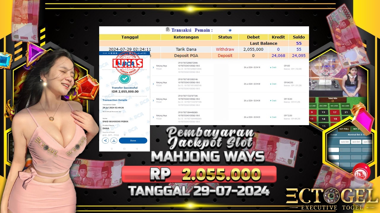 BUKTI JACKPOT SLOT MAHJONG WAYS TERPERCAYA DI INDONESIA TGL 29-07-2024