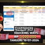 BUKTI JACKPOT SLOT MAHJONG WAYS TERPERCAYA DI INDONESIA TGL 19-07-2024