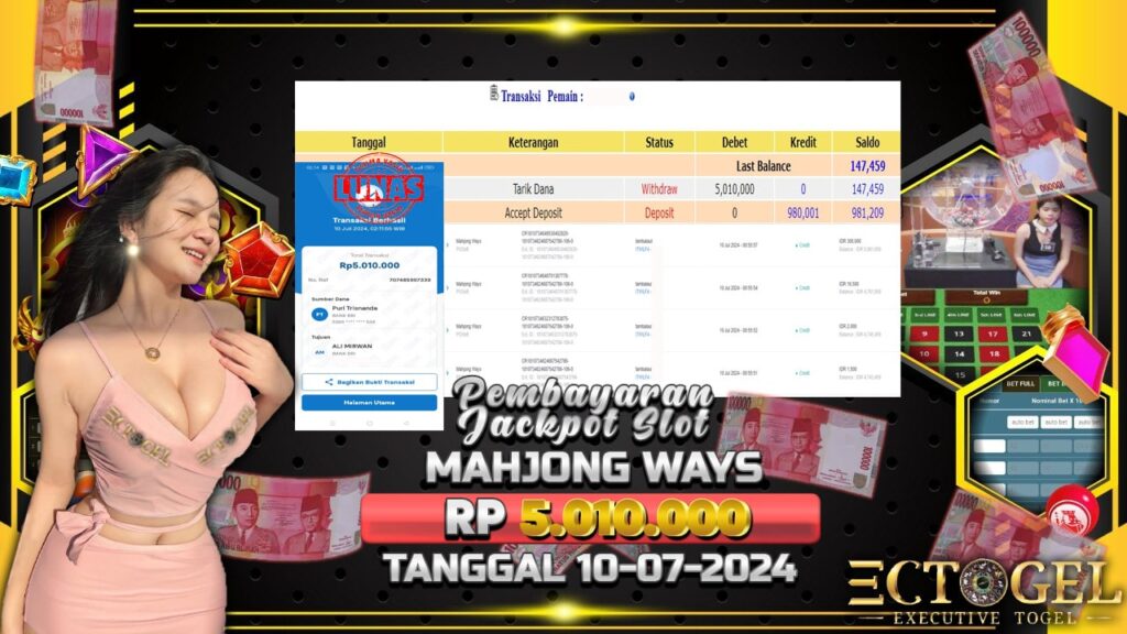 BUKTI JACKPOT SLOT MAHJONG WAYS TERPERCAYA DI INDONESIA TGL 10-07-2024