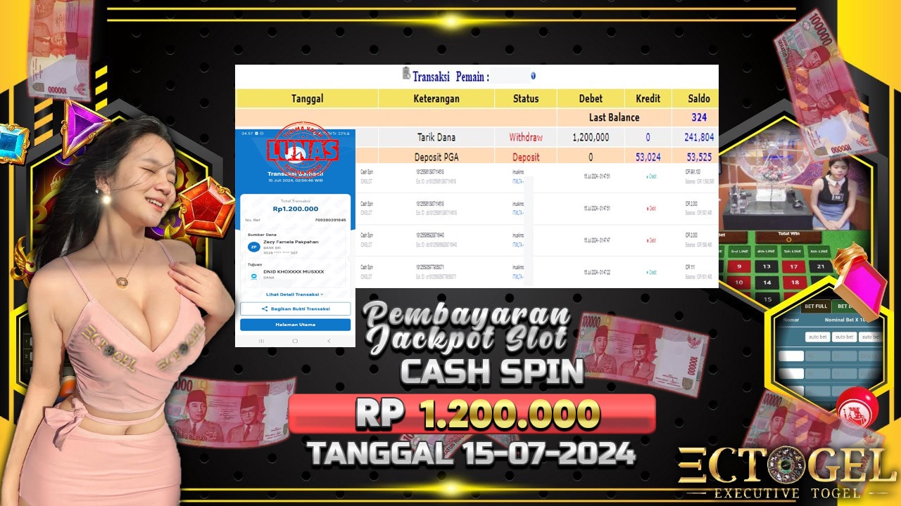 BUKTI JACKPOT SLOT CASH SPIN TERPERCAYA DI INDONESIA TGL 15-07-2024