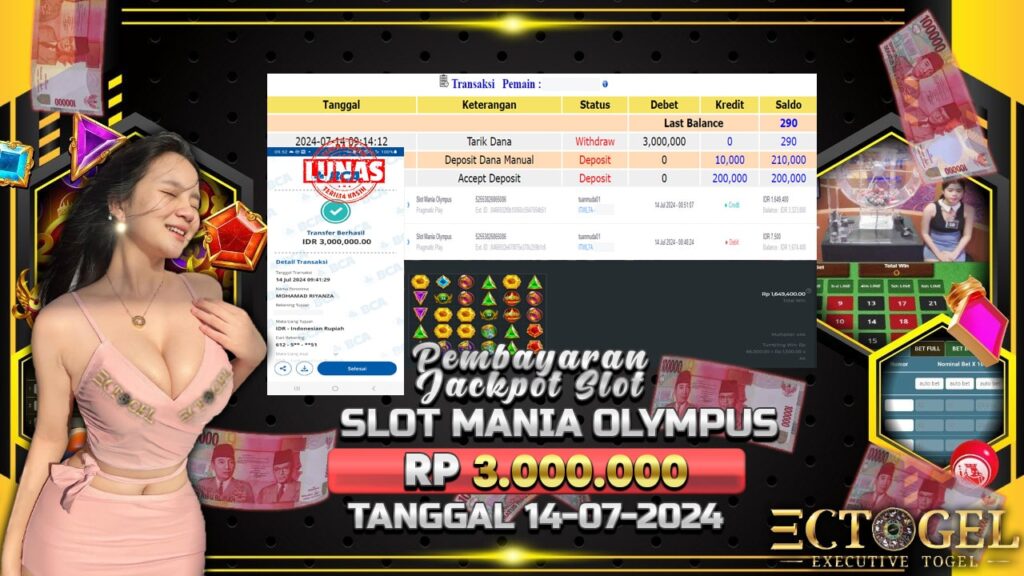 BUKTI JACKPOT SLOT MANIA OLYMPUS TERPERCAYA DI INDONESIA TGL 14-07-2024