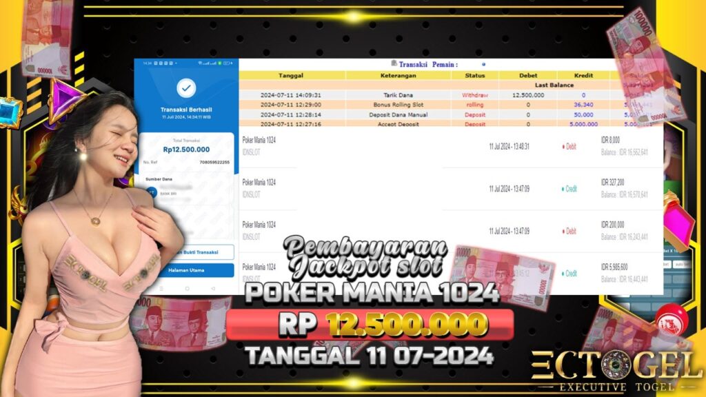 BUKTI JACKPOT SLOT POKER MANIA 1024 TERPERCAYA DI INDONESIA TGL 11-07-2024