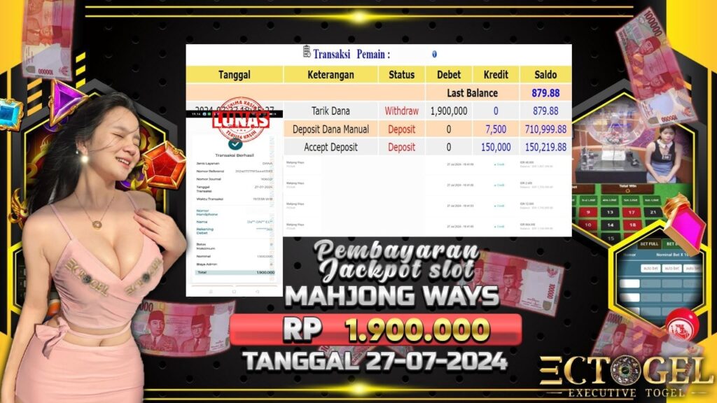 BUKTI JACKPOT SLOT MAHJONG WAYS TERPERCAYA DI INDONESIA TGL 27-07-2024