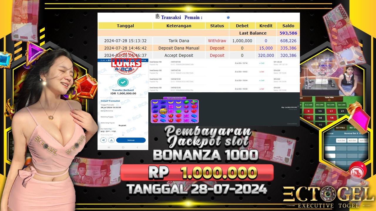 BUKTI JACKPOT SLOT SWEET BONANZA 1000 TERPERCAYA DI INDONESIA TGL 28-07-2024