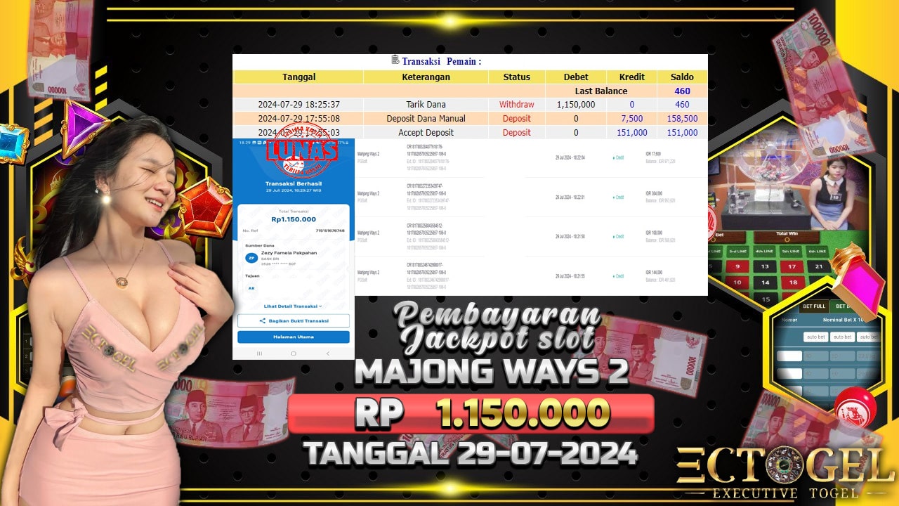 BUKTI JACKPOT SLOT MAHJONG WAYS 2  TERPERCAYA DI INDONESIA TGL 29-07-2024