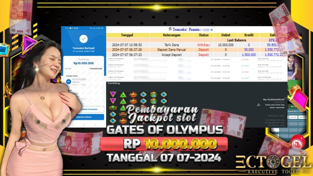 BUKTI JACKPOT SLOT GATES OF OLYMPUS TERPERCAYA DI INDONESIA TGL 07-07-2024