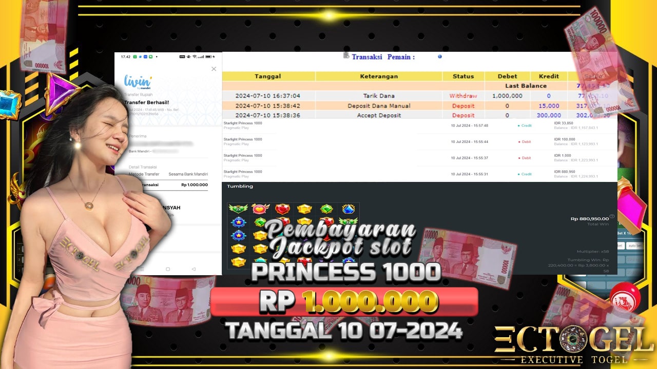 BUKTI JACKPOT SLOT STARLIGHT PRINCESS 1000 TERPERCAYA DI INDONESIA TGL 10-07-2024