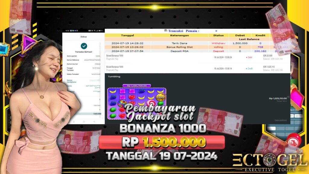 BUKTI JACKPOT SLOT SWEET BONANZA 1000 TERPERCAYA DI INDONESIA TGL 19-07-2024