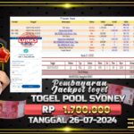 BUKTI JACKPOT TOGEL ONLINE POOL SYDNEY TERPERCAYA DI INDONESIA TGL 26-07-2024