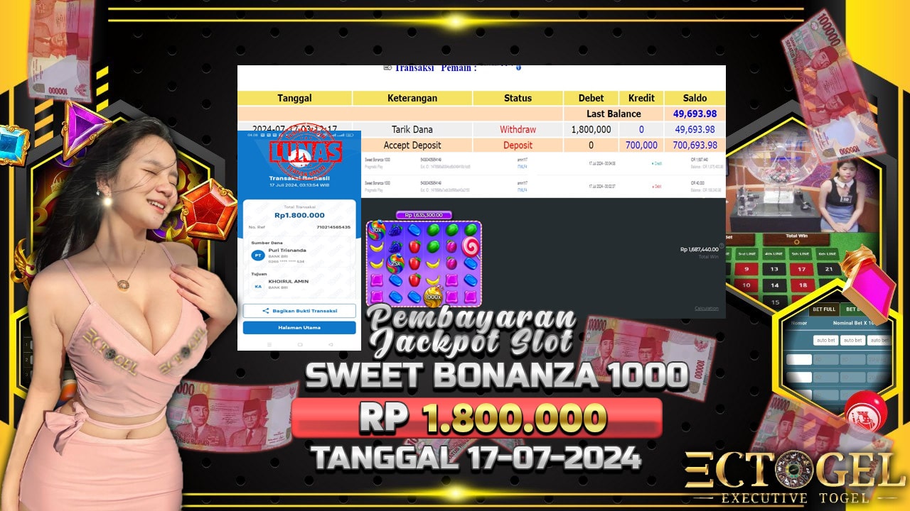 BUKTI JACKPOT SLOT SWEET BONANZA 1000 TERPERCAYA DI INDONESIA TGL 17-07-2024