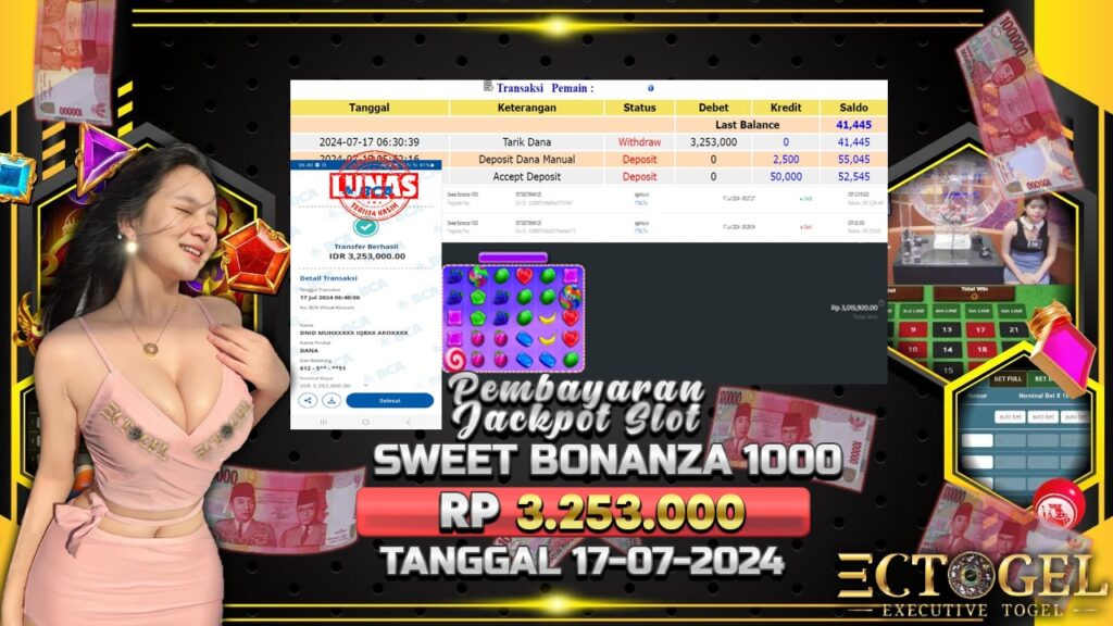 BUKTI JACKPOT SLOT SWEET BONANZA 1000 TERPERCAYA DI INDONESIA TGL 17-07-2024