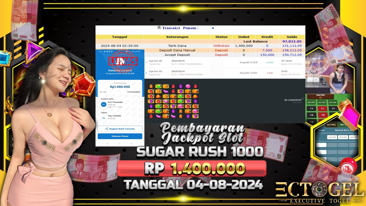 BUKTI JACKPOT SLOT SUGAR RUSH 1000 TERPERCAYA DI INDONESIA TGL 04-08-2024