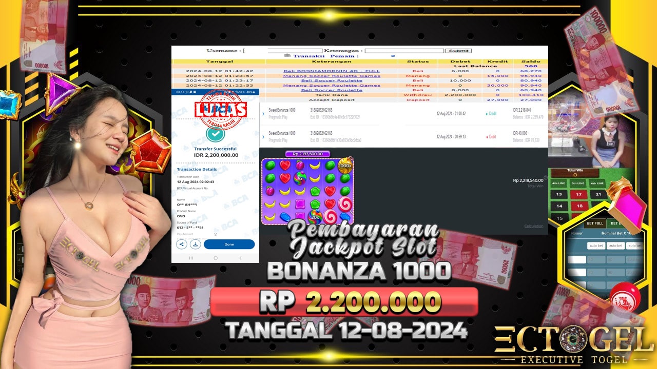 BUKTI JACKPOT SLOT SWEET BONANZA 1000 TERPERCAYA DI INDONESIA TGL 12-08-2024