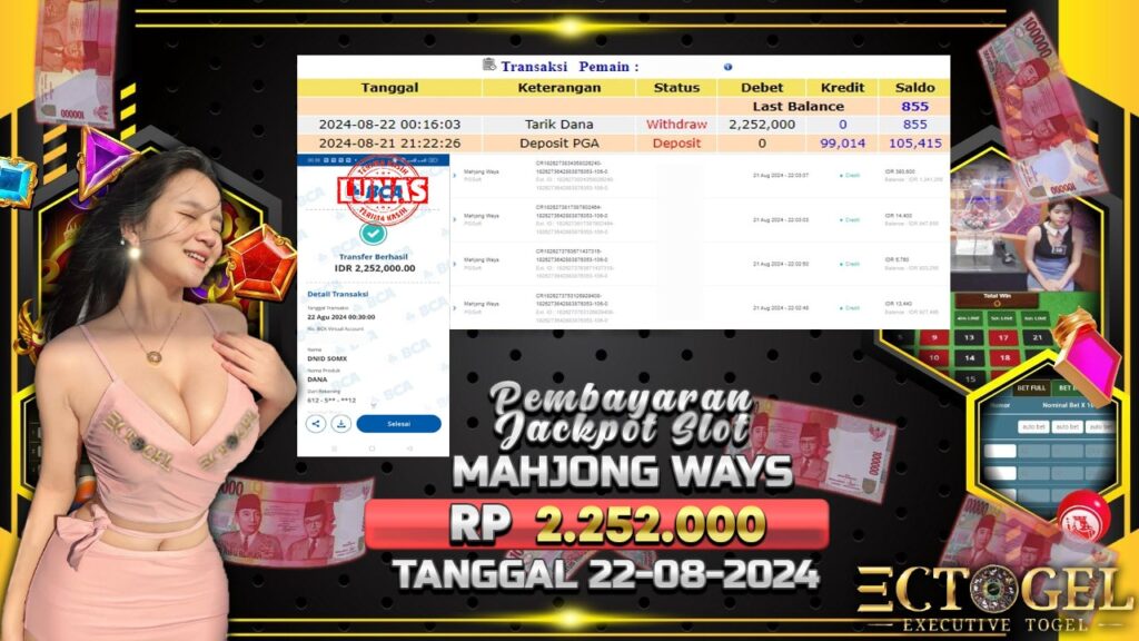 BUKTI JACKPOT SLOT MAHJONG WAYS TERPERCAYA DI INDONESIA TGL 22-08-2024