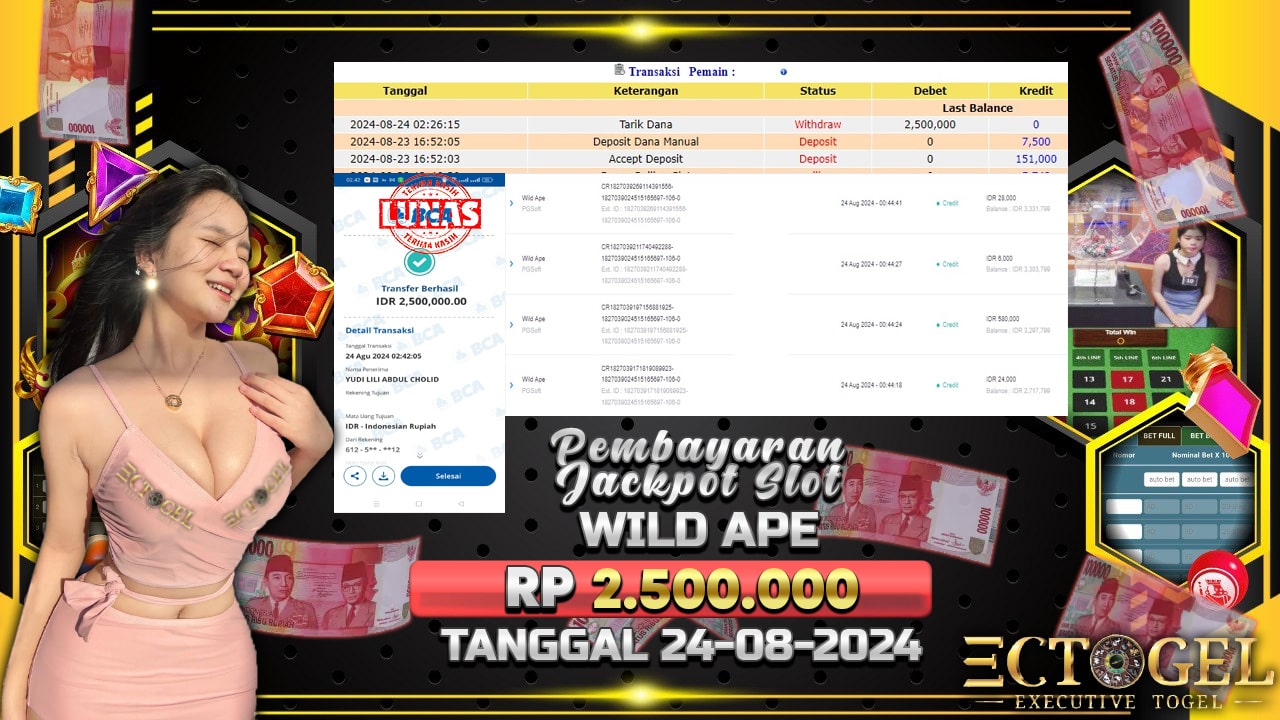 BUKTI JACKPOT SLOT WILD APE TERPERCAYA DI INDONESIA TGL 24-08-2024