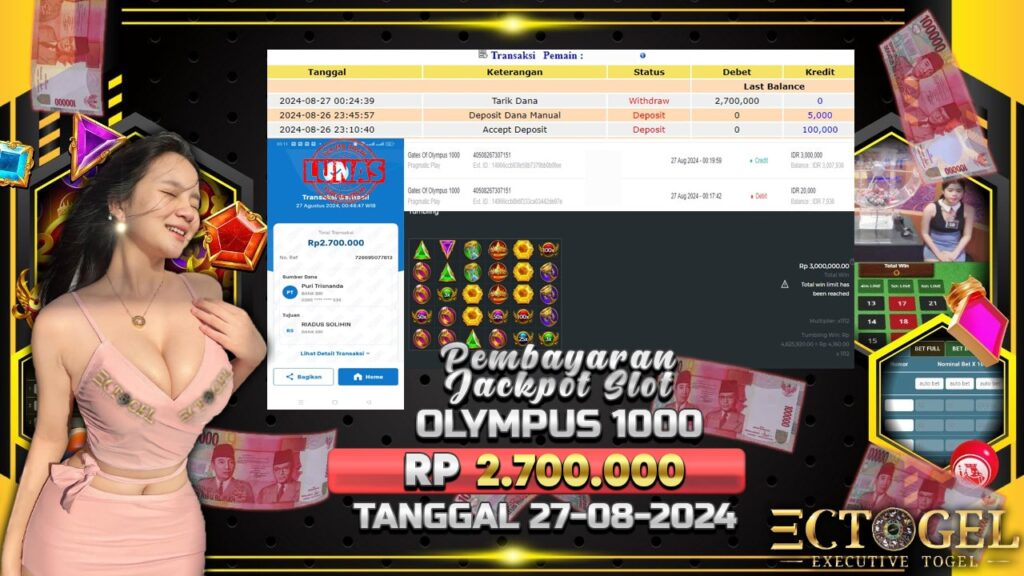 BUKTI JACKPOT SLOT GATES OF OLYMPUS 1000 TERPERCAYA DI INDONESIA TGL 27-08-2024