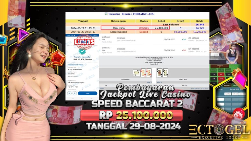 BUKTI JACKPOT SPEED BACCARAT 2 TERPERCAYA DI INDONESIA TGL 29-08-2024