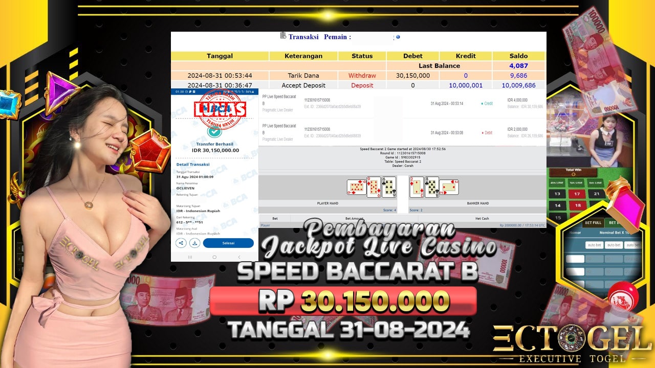 BUKTI JACKPOT SPEED BACCARAT B TERPERCAYA DI INDONESIA TGL 31-08-2024