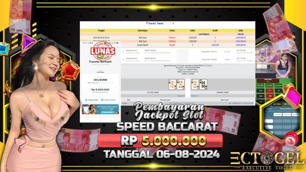 BUKTI JACKPOT SPEED BACCARAT 11 TERPERCAYA DI INDONESIA TGL 06-08-2024