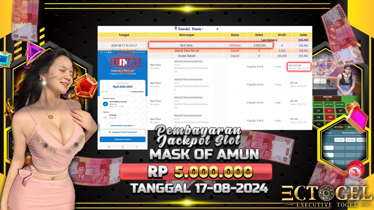 BUKTI JACKPOT SLOT MASK OF AMUN TERPERCAYA DI INDONESIA TGL 16-08-2024