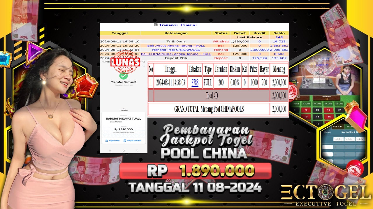 BUKTI JACKPOT TOGEL ONLINE POOL CHINA TERPERCAYA DI INDONESIA TGL 11-08-2024