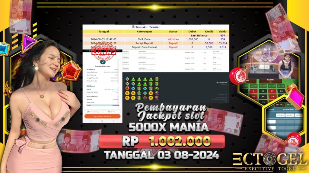 BUKTI JACKPOT SLOT 5000X MANIA TERPERCAYA DI INDONESIA TGL 03-08-2024