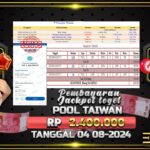 BUKTI JACKPOT TOGEL ONLINE POOL TAIWAN TERPERCAYA DI INDONESIA TGL 04-08-2024