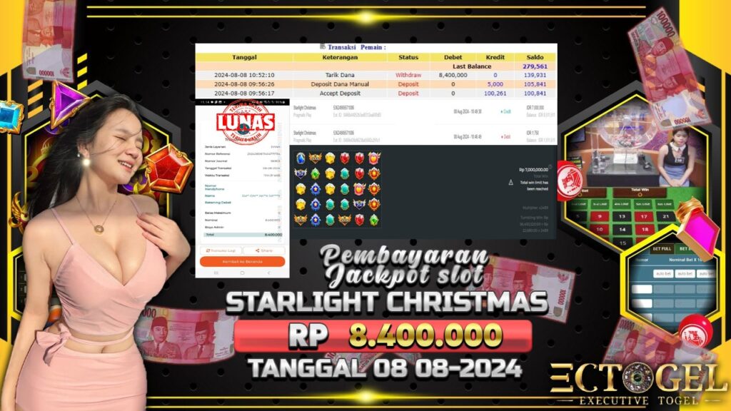 BUKTI JACKPOT SLOT STARLIGHT CHRISTMAST TERPERCAYA DI INDONESIA TGL 08-08-2024