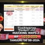 BUKTI JACKPOT SLOT MAHJONG WAYS 2 TERPERCAYA DI INDONESIA TGL 08-08-2024