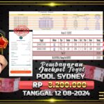 BUKTI JACKPOT TOGEL ONLINE POOL SYDNEY TERPERCAYA DI INDONESIA TGL 12-08-2024