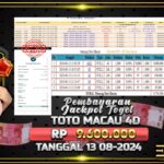 BUKTI JACKPOT TOGEL ONLINE TOTO MACAU 4D TERPERCAYA DI INDONESIA TGL 13-08-2024