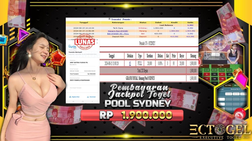 BUKTI JACKPOT TOGEL ONLINE POOL SYDNEY TERPERCAYA DI INDONESIA TGL 15-08-2024