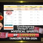 BUKTI JACKPOT SLOT MYSTICAL SPIRITS TERPERCAYA DI INDONESIA TGL 15-08-2024