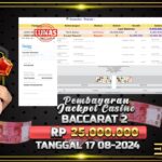 BUKTI JACKPOT LIVE CASINO BACCARAT 2 TERPERCAYA DI INDONESIA TGL 17-08-2024