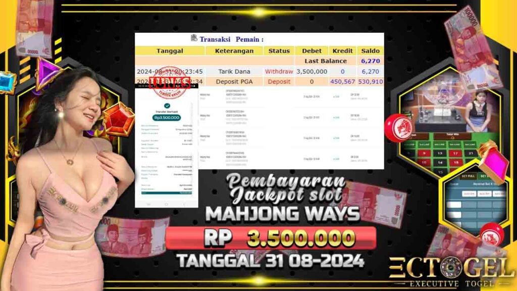 BUKTI JACKPOT SLOT MAHJONG WAYS TERPERCAYA DI INDONESIA TGL 31-08-2024