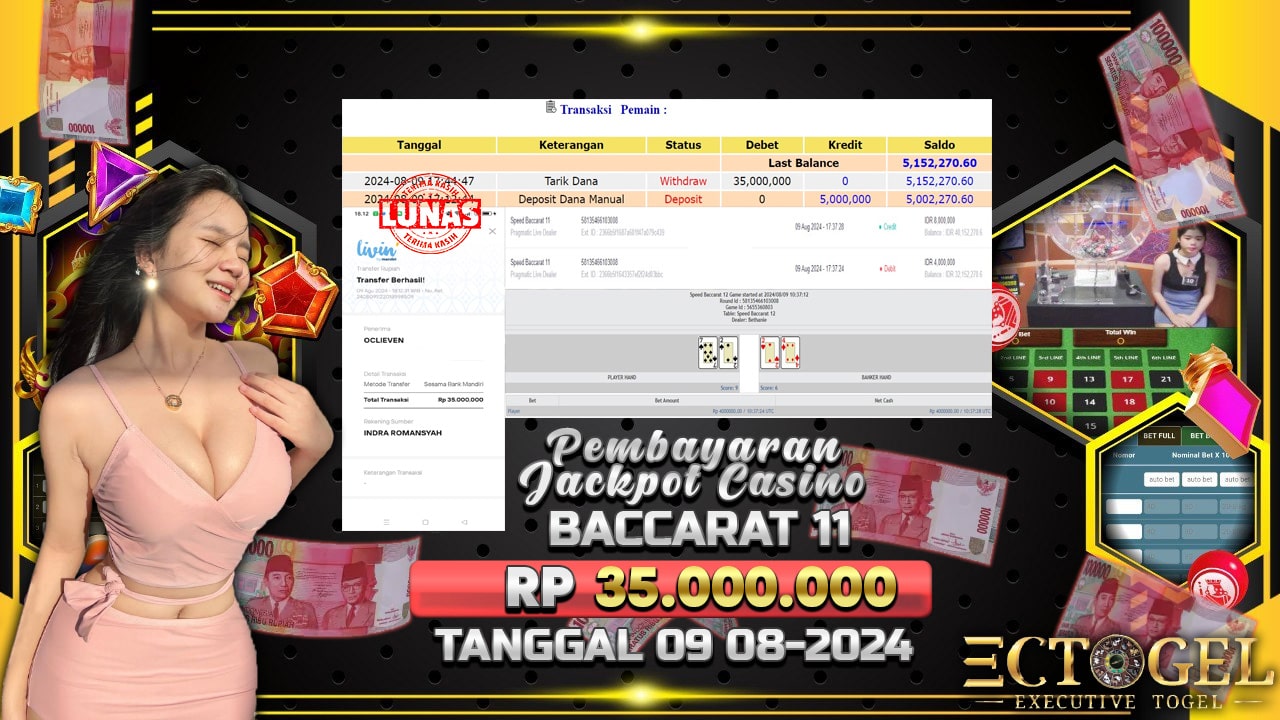 BUKTI JACKPOT LIVE CASINO SPEED BACCARAT TERPERCAYA DI INDONESIA TGL 09-08-2024